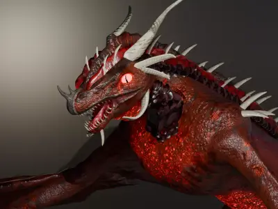Rigged Red Dragon with 7 Animation   Low-poly 3D model