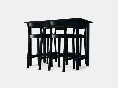 NORDVIKEN - NORDVIKEN Bar table and 4 bar stools Low-poly 3D model