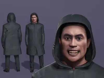 Realistic Lee Byung-hun Squid Game Boss in Trench Coat 3D Model  3D model