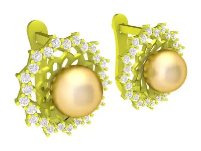 5864 luxury diamond and pearl earrings 3D print model