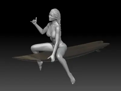 surf girl pose 2 3D print model