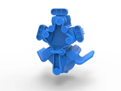 Engine V8 with triple supercharger V4 Scale 1 to 25 3D print model