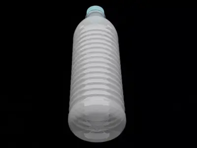 Transparent Plastic Water Bottle 3D Model with Ribbed Body Low-poly 3D model