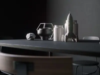 Black interior scene 3D model