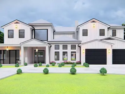 American Style House Exterior 3D Model  Classic Residential Home 3D model