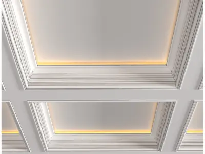 Modern coffered illuminated ceiling Art Deco style 3D model