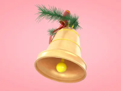 Golden Christmas Bells Low-poly 3D model