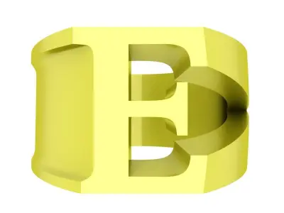 Luxury Initial Letter B Signet Ring 3D Model 4068 3D print model