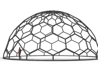 Hexagonal Dome Pattern Wireframe Structure 3D model