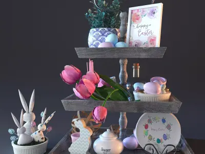 happy ester decorative set 3D model