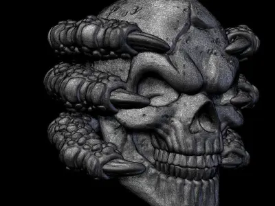 Skull Bas relief with claw vol1 wall home decor art 3D print model