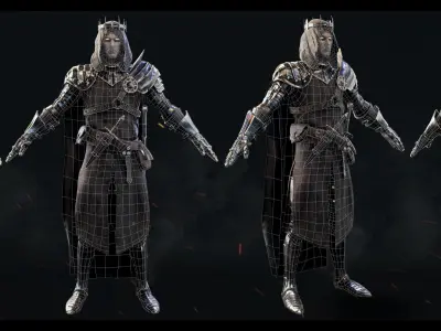 Dark Age Knight - Game ready Low-poly 3D model