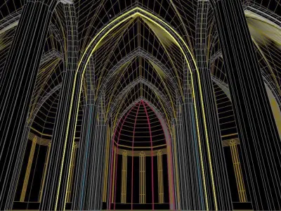 CATHERDRAL set of fences Low-poly 3D model