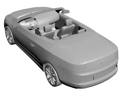 Yellow cabriolet 3D model