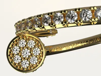 Ring Juste un Clou with diamond  3D print model