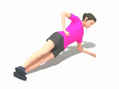 Side Plank Up Down Exercise Woman Animation Low-poly 3D model