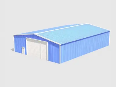 Warehouse metal building Free low-poly 3D model