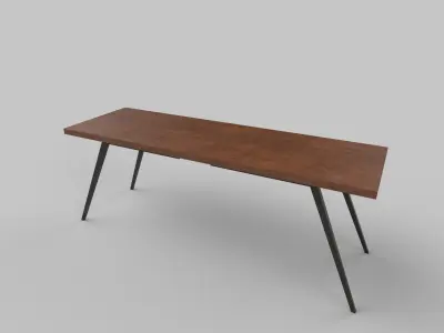 table wooden console with legs Low-poly 3D model