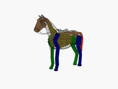 Animated horses Low-poly 3D model