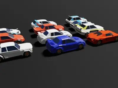Low Poly 3D Car Models ready to race Low-poly 3D model