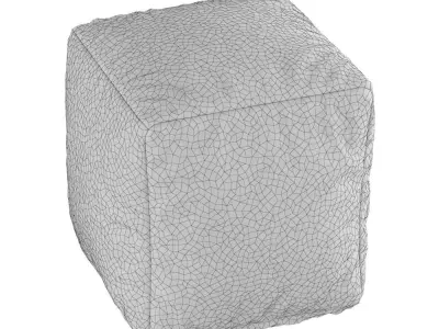 Pouf Black Fur 3D model