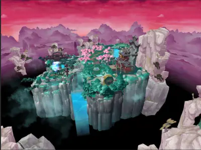 Red Hidden Fantasy World  Low-poly 3D model