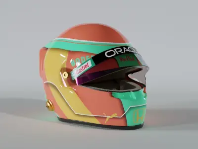 F1 Helmet Low-poly 3D model