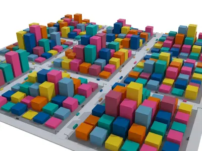 Cartoon City Low-poly 3D model