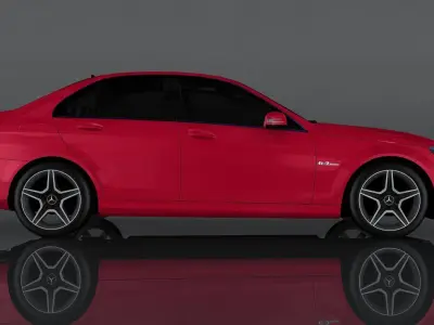 Mercedes Benz C63 AMG 2009 Low-poly 3D model