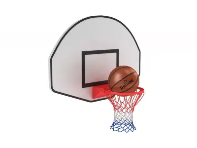 Basketball Rim with Spalding Basketball 3D model