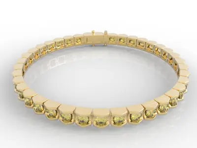 Square Link 10pt Diamond Tennis Bracelet 3D print model