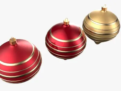 Christmas Tree Ornament Set9 - Red Yellow 3D model