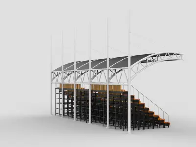 Bleacher with canopy shade 3D model
