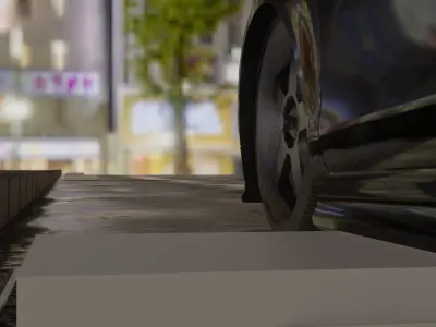 AUDI TT RS night rainy street 3D model