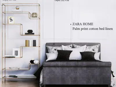 Furniture set manhattan emperor bookcase duvet upholstered sl... 3D model