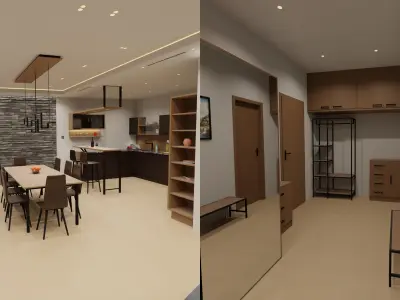 Low Poly Modern Apartment Low-poly 3D model