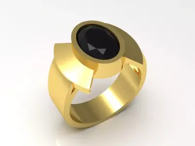 Modern Design Men Gold STL Ring with Onyx Stone Model mr0248 3D print model