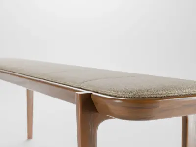 Aesthetic wooden long bench Low-poly 3D model