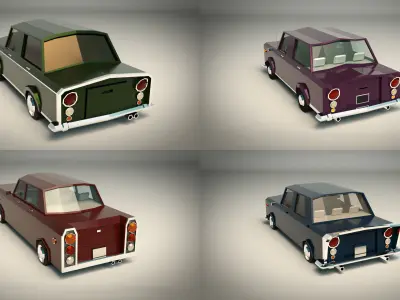 Low Poly Sedan Car Pack 02