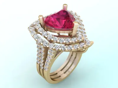 Gemstone rings - Heart stone ring - Diamond rings 3D print model
