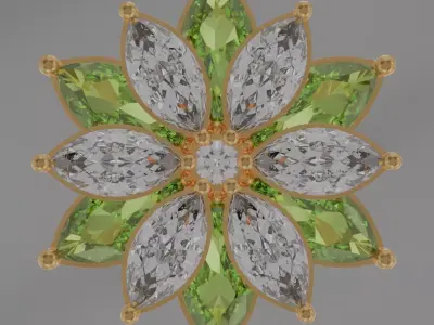 six leaf flower ring set 3D model jewelry  3D model