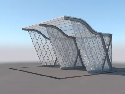 Carport Design With Steel Construction 4 3D model