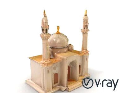 Symmetrical Stone Mosque Architecture model pack Low-poly 3D model