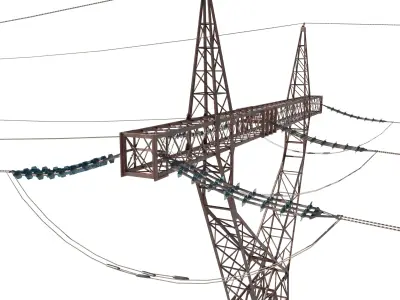 Electricity Pole 21 Weathered 3D model