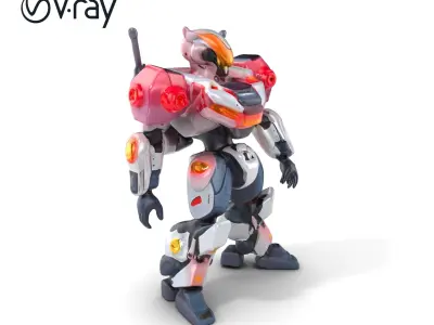 Luminous Combat Robot Tech Armor model pack Low-poly 3D model