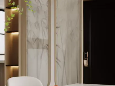 Modern living room dining room interior scenes 464 3D model