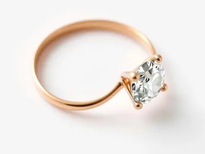 Exquisite Diamond Ring Rose Gold Band model pack Low-poly 3D model