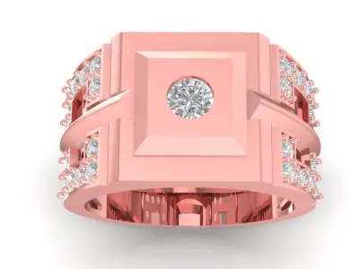 Geometric Luxury Men Ring with Multiple Diamond Accents  2758 3D print model