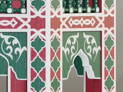 Moroccan octagonal side table 05 3D model