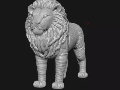 lion sculpture 3D print model 2